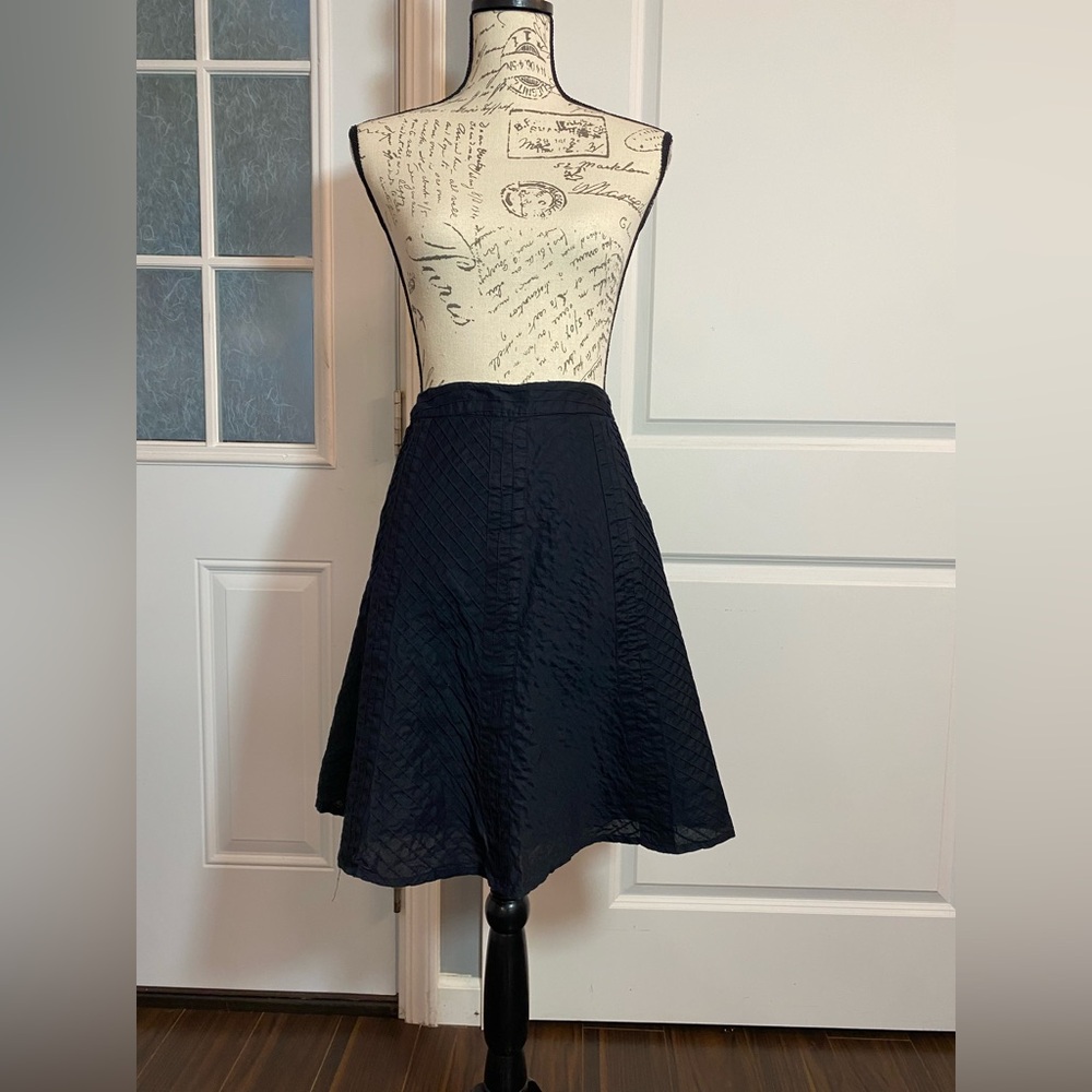 GAP Black Vintage Seam Textured Cotton A-Line Skirt Size 6 F
